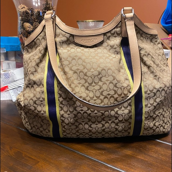 Coach Handbags - Coach Signature Stripe Devin Bag